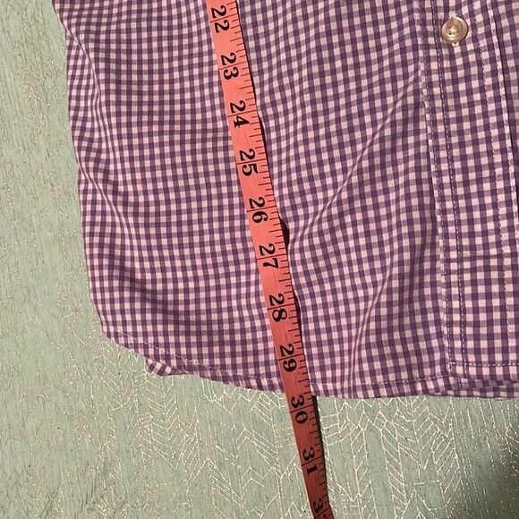 Chaps easy care Men’s lavender & white gingham checkered button down shirt M - Picture 8 of 16